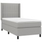 vidaXL Cama box spring colchón y luces LED tela gris claro 90x200 cm vidaXL Cama box spring colchón y luces LED tela gris claro 90x200 cm
