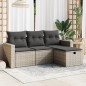 vidaXL Set de sofás de jardín 4 pzas y cojines ratán sintético gris vidaXL Set de sofás de jardín 4 pzas y cojines ratán sintético gris