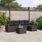 vidaXL Set de sofás de jardín 6 piezas y cojines ratán sintético negro