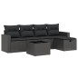 vidaXL Set de sofás de jardín 6 piezas y cojines ratán sintético negro