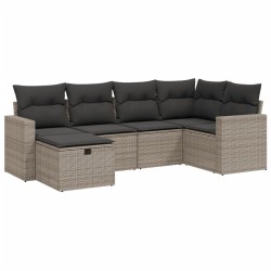 vidaXL Set de muebles de jardín 6 pzas y cojines ratán sintético gris
