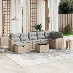 vidaXL Juego de sofás jardín con cojines beige mezcla 8 pzas ratán PE