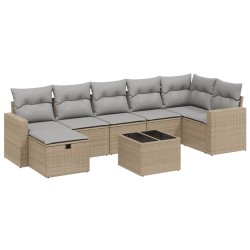 vidaXL Juego de sofás jardín con cojines beige mezcla 8 pzas ratán PE