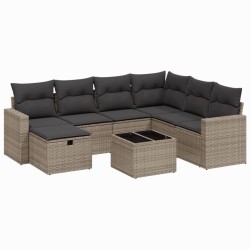 vidaXL Set de sofás de jardín 8 pzas y cojines ratán sintético gris