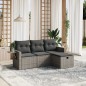 vidaXL Set de sofás de jardín 4 pzas y cojines ratán sintético gris vidaXL Set de sofás de jardín 4 pzas y cojines ratán sintético gris