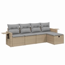 vidaXL Juego de sofás jardín con cojines beige mezcla 5 pzas ratán PE