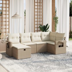 vidaXL Juego de sofás jardín con cojines 6 pzas ratán sintético beige