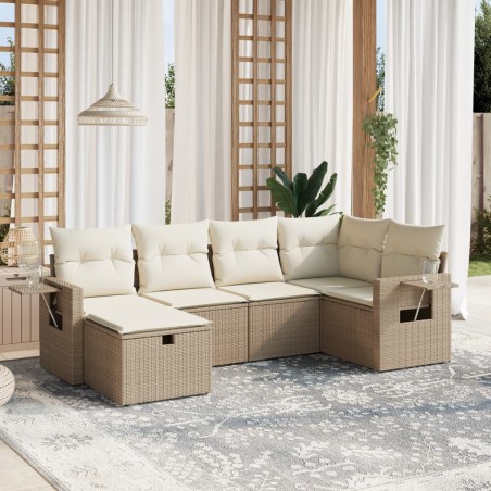 vidaXL Juego de sofás jardín con cojines 6 pzas ratán sintético beige