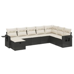 vidaXL Set de sofás de jardín 8 piezas y cojines ratán sintético negro