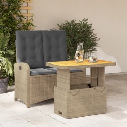 vidaXL Set comedor de jardín 2 pzas con cojines ratán sintético beige