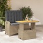 vidaXL Set comedor de jardín 2 pzas con cojines ratán sintético beige