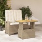 vidaXL Set comedor de jardín 2 pzas con cojines ratán sintético beige