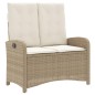 vidaXL Set comedor de jardín 2 pzas con cojines ratán sintético beige