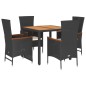 vidaXL Set de muebles jardín 5 pzas con cojines ratán sintético negro vidaXL Set de muebles jardín 5 pzas con cojines ratán sintético negro
