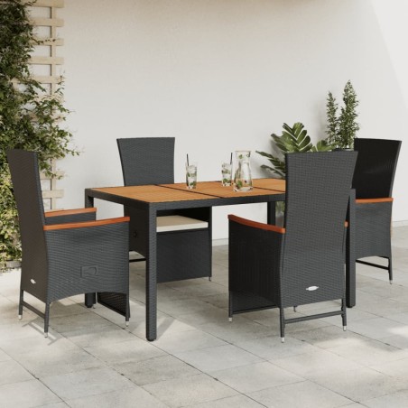 vidaXL Set de muebles jardín 5 pzas con cojines ratán sintético negro