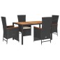 vidaXL Set de muebles jardín 5 pzas con cojines ratán sintético negro vidaXL Set de muebles jardín 5 pzas con cojines ratán sintético negro