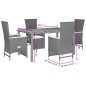 vidaXL Set de muebles jardín 5 pzas con cojines ratán sintético negro vidaXL Set de muebles jardín 5 pzas con cojines ratán sintético negro