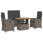 vidaXL Juego de comedor de jardín 4 piezas con cojines ratán PE gris vidaXL Juego de comedor de jardín 4 piezas con cojines ratán PE gris