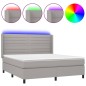 vidaXL Cama box spring colchón y luces LED tela gris claro 180x200 cm vidaXL Cama box spring colchón y luces LED tela gris claro 180x200 cm