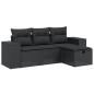 vidaXL Juego de sofás jardín 4 pzas con cojines ratán sintético negro vidaXL Juego de sofás jardín 4 pzas con cojines ratán sintético negro