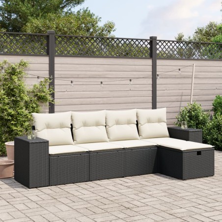 vidaXL Set de muebles de jardín 5 pzas y cojines ratán sintético negro
