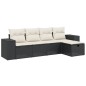 vidaXL Set de muebles de jardín 5 pzas y cojines ratán sintético negro vidaXL Set de muebles de jardín 5 pzas y cojines ratán sintético negro