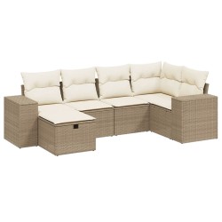 vidaXL Juego de sofás jardín con cojines 6 pzas ratán sintético beige
