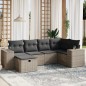 vidaXL Set de muebles de jardín 6 pzas y cojines ratán sintético gris vidaXL Set de muebles de jardín 6 pzas y cojines ratán sintético gris