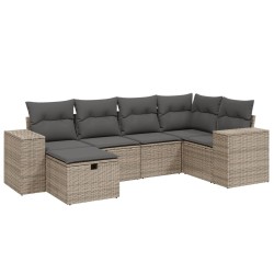 vidaXL Set de muebles de jardín 6 pzas y cojines ratán sintético gris