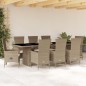 vidaXL Set comedor de jardín 9 pzas con cojines ratán sintético beige vidaXL Set comedor de jardín 9 pzas con cojines ratán sintético beige