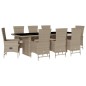 vidaXL Set comedor de jardín 9 pzas con cojines ratán sintético beige vidaXL Set comedor de jardín 9 pzas con cojines ratán sintético beige