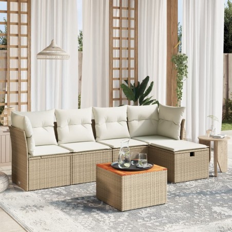 vidaXL Juego de sofás jardín con cojines 6 pzas ratán sintético beige