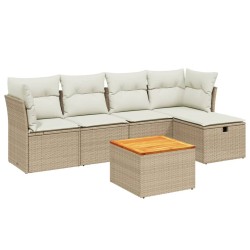 vidaXL Juego de sofás jardín con cojines 6 pzas ratán sintético beige