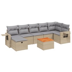 vidaXL Juego de sofás jardín con cojines beige mezcla 8 pzas ratán PE