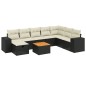vidaXL Set de sofás de jardín 8 piezas y cojines ratán sintético negro vidaXL Set de sofás de jardín 8 piezas y cojines ratán sintético negro