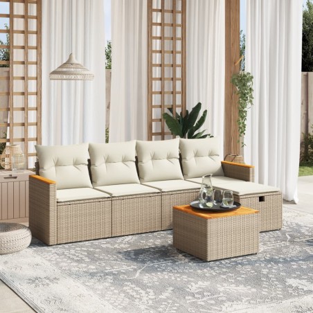 vidaXL Juego de sofás jardín con cojines 6 pzas ratán sintético beige