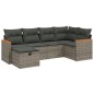 vidaXL Set de muebles de jardín 6 pzas y cojines ratán sintético gris vidaXL Set de muebles de jardín 6 pzas y cojines ratán sintético gris