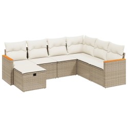 vidaXL Set sofás de jardín 7 piezas y cojines ratán sintético beige