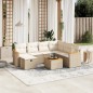 vidaXL Juego de sofás de jardín con cojines beige 8 pzas ratán PE vidaXL Juego de sofás de jardín con cojines beige 8 pzas ratán PE