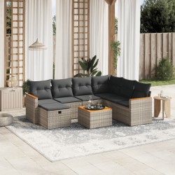 vidaXL Set de sofás de jardín 8 pzas y cojines ratán sintético gris