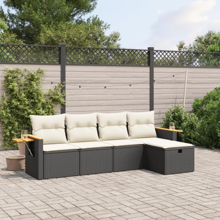 vidaXL Set de muebles de jardín 5 pzas y cojines ratán sintético negro