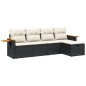 vidaXL Set de muebles de jardín 5 pzas y cojines ratán sintético negro vidaXL Set de muebles de jardín 5 pzas y cojines ratán sintético negro