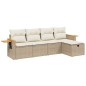 vidaXL Juego de sofás jardín con cojines 5 pzas ratán sintético beige vidaXL Juego de sofás jardín con cojines 5 pzas ratán sintético beige