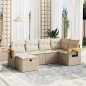 vidaXL Juego de sofás jardín con cojines 6 pzas ratán sintético beige vidaXL Juego de sofás jardín con cojines 6 pzas ratán sintético beige