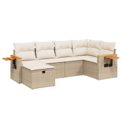 vidaXL Juego de sofás jardín con cojines 6 pzas ratán sintético beige