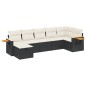 vidaXL Set de comedor de jardín 7 pzas y cojines ratán sintético negro