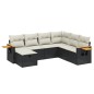 vidaXL Set de comedor de jardín 7 pzas y cojines ratán sintético negro vidaXL Set de comedor de jardín 7 pzas y cojines ratán sintético negro