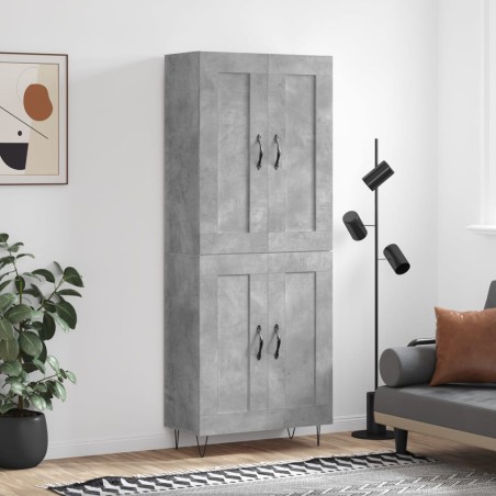 vidaXL Aparador alto madera contrachapada gris hormigón 69,5x34x180 cm