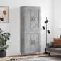 vidaXL Aparador alto madera contrachapada gris hormigón 69,5x34x180 cm