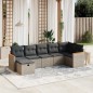 vidaXL Set de sofás de jardín 7 piezas con cojines ratán PE gris vidaXL Set de sofás de jardín 7 piezas con cojines ratán PE gris